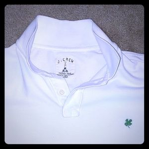 J Crew White Shamrock Polo